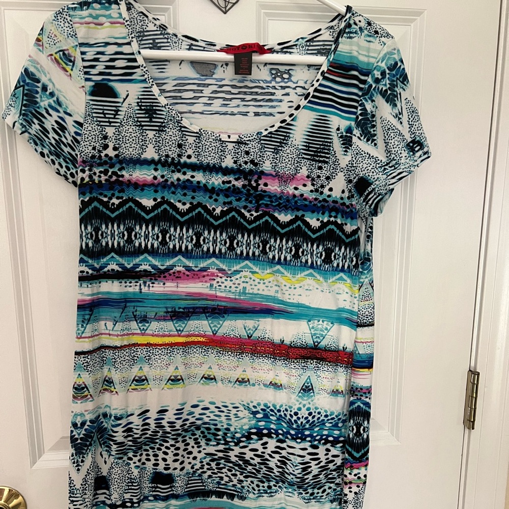 Hot Kiss Juniors XL summer dress, colorful with cap sleeves. Polyester spandex